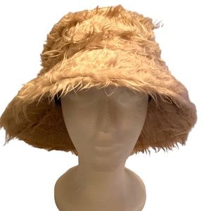 Shaggy Fuzzy Faux Fur Warm Winter Camel Bucket Hat Chic Luxury Fashion